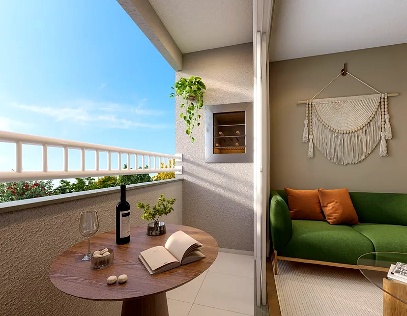 Varanda gourmet do apartamento no Residencial Porto Alcântara