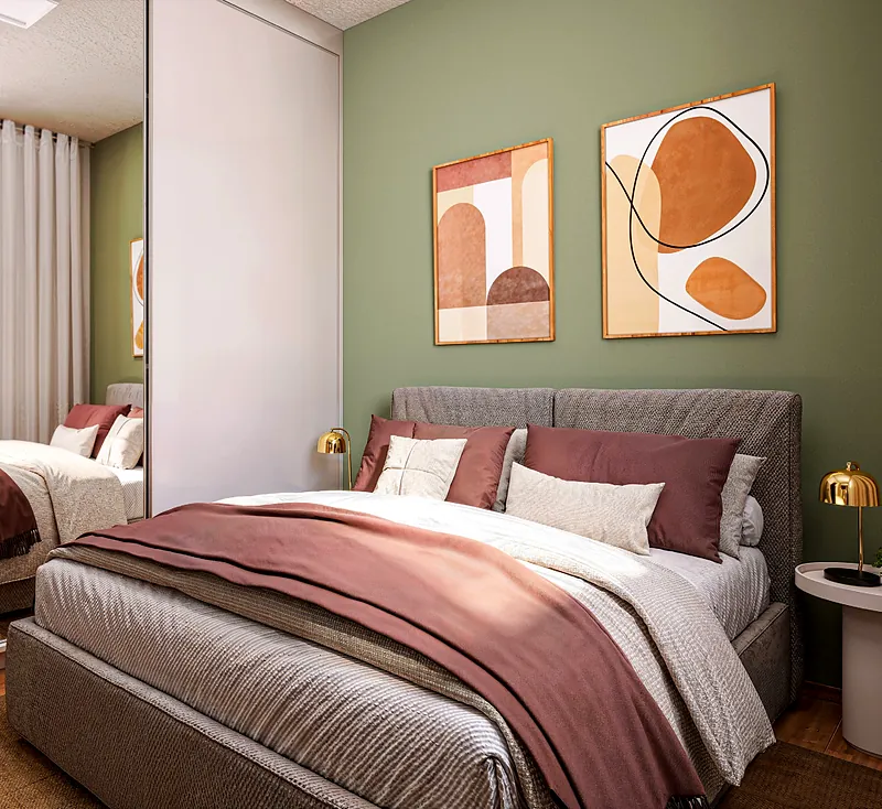 Quarto de casal decorado no Porto Sevilha